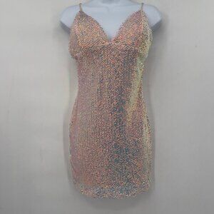 slim fit dress slacks Blondie Nites Junior's Corset Sequin Spaghetti Strap Long Slim Dress - Purple Multi main image 0